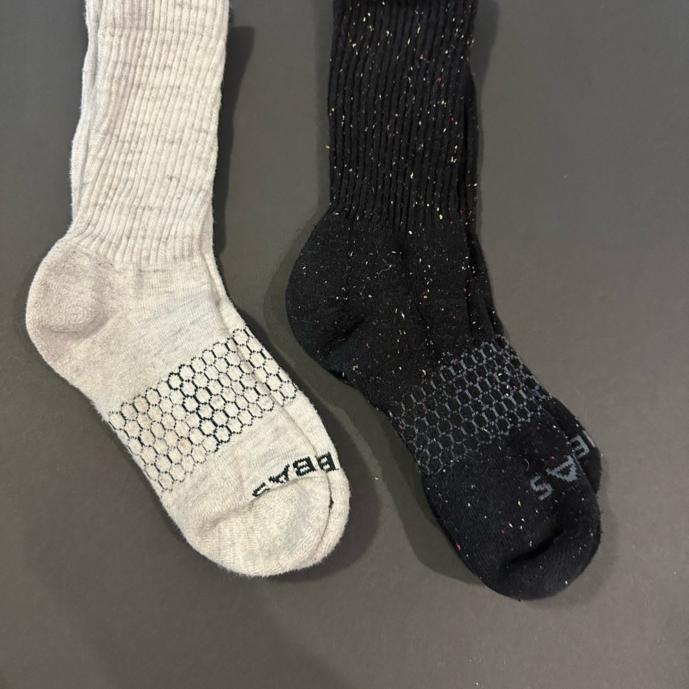 Bombas Black and Gray Calf Socks 2 Pr